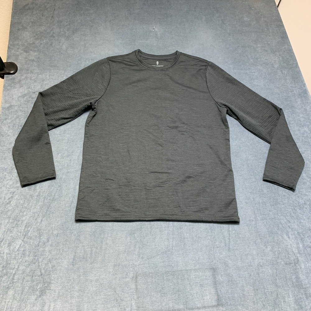 Free Country Running Shirt Mens Large Heather Gray Crew Neck Performance Sports